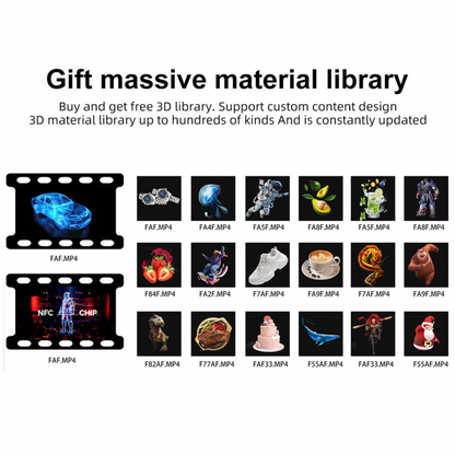 3D holographic fan WiFi LED projector displaying floating borderless holographic images for business advertising and retail displays