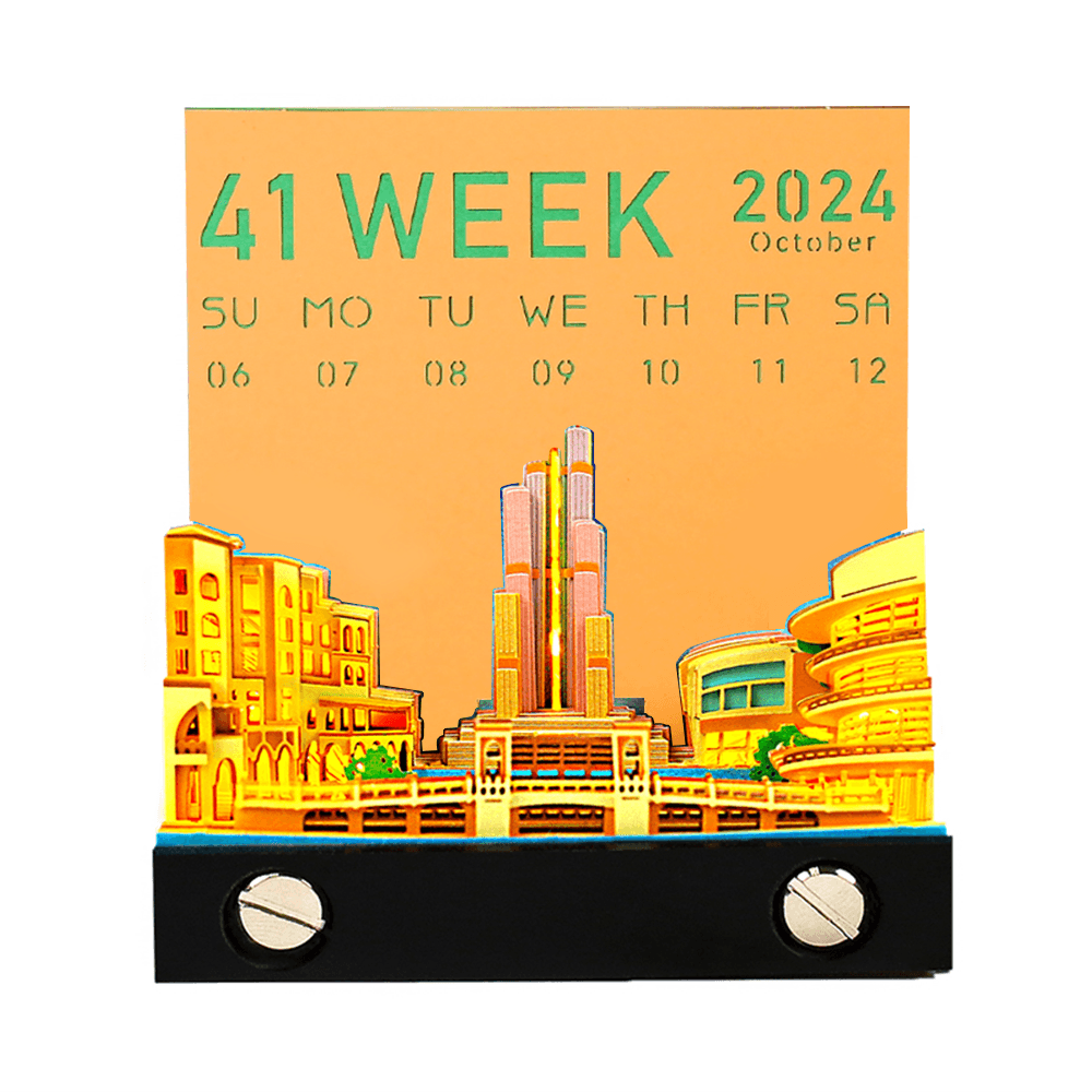 dubai skyline 3d memo pad weekly calendar, city skyscraper paper carving desk gift for travelers, Dubai