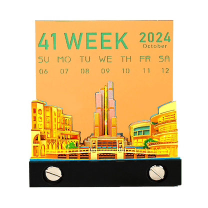 dubai skyline 3d memo pad weekly calendar, city skyscraper paper carving desk gift for travelers, Dubai