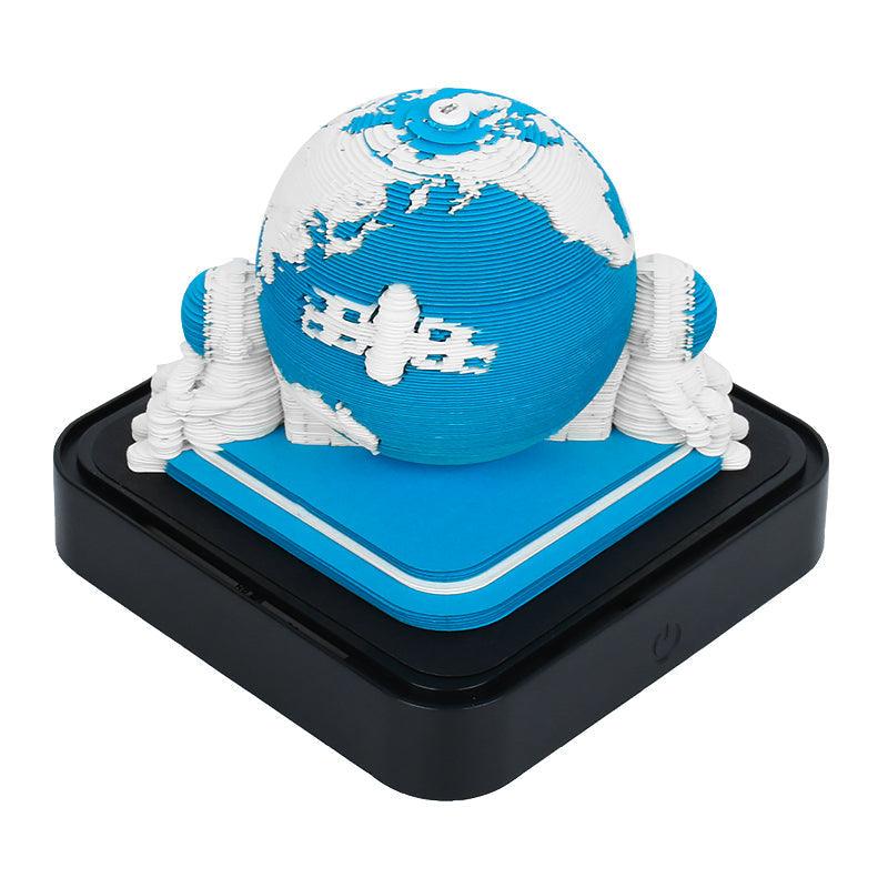 earth globe 3d memo pad calendar, world map paper sculpture desk gift for travelers and geography fans, Earth