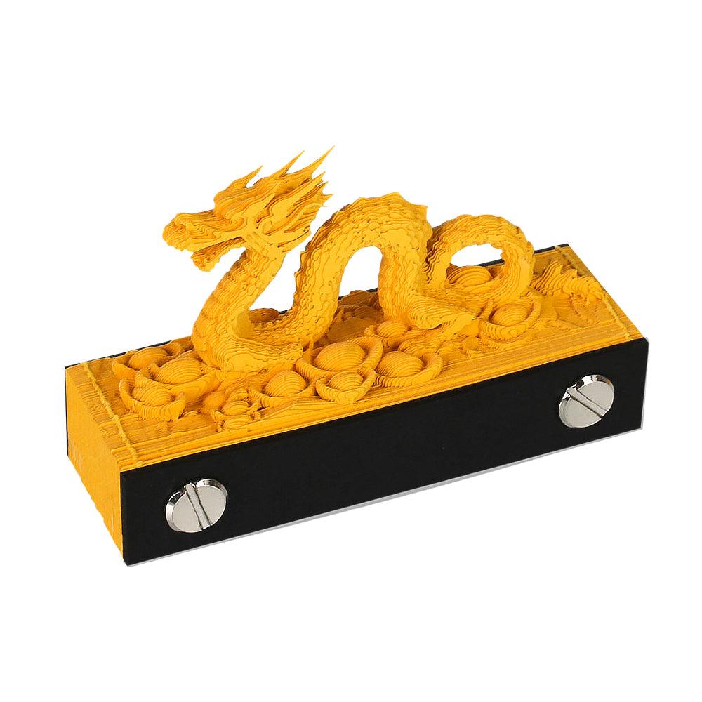 golden dragon 3d memo pad paper carving, lucky dragon desk sculpture and note block for chinese new year gifts, Dragon No Calendar