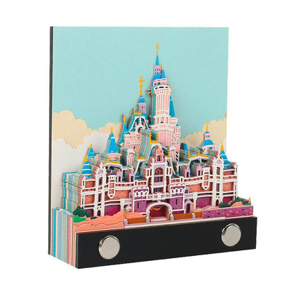 colorful fairy castle 3d memo pad paper sculpture, pastel dream castle desk calendar and note pad gift for her, Castle 2