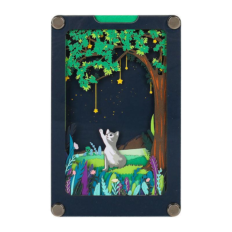 sky cat 3d memo pad night scene with starry tree, cute cat desk calendar and gift for cat lovers, Sky Cat