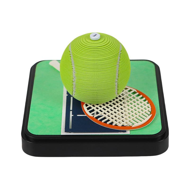tennis ball 3d memo pad with racket and court scene, sports desk gift for tennis players, Tennis No Calendar