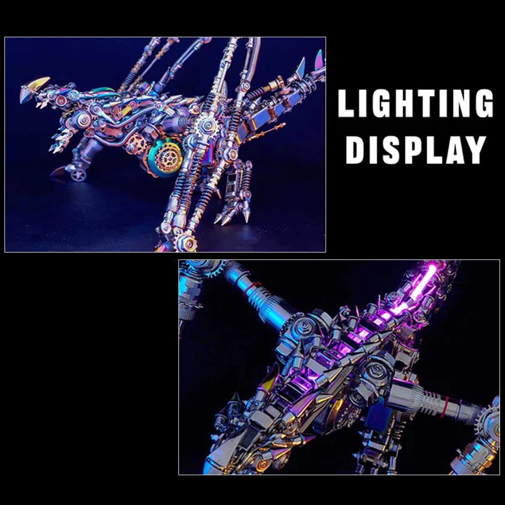 illuminated led dragon model kit multi color glowing spine horns mythical creature display sculpture for desk