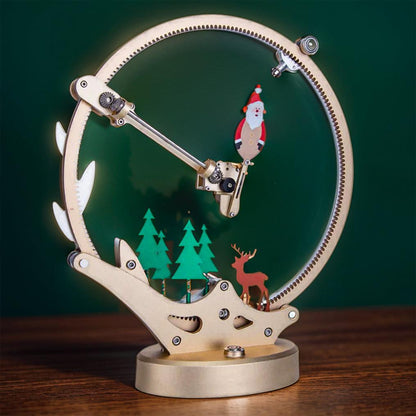 santa claus mechanical metal kit with usb powered motor and forest backdrop scene collectible model, Santa Claus