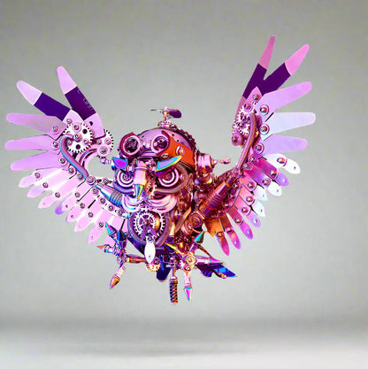 steampunk metal owl model kit for adults with articulated wings goggles night desk decor gift