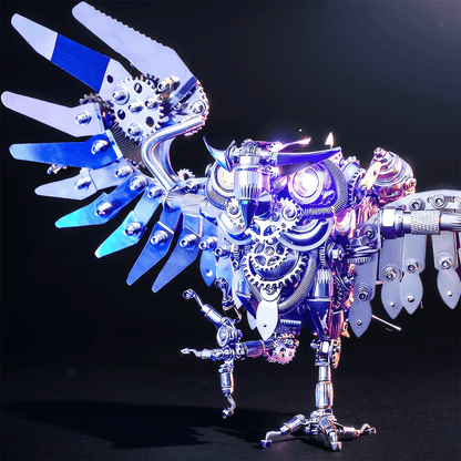 3d metal owl puzzle steampunk kit color-changing LED eyes adult animal model assembly project