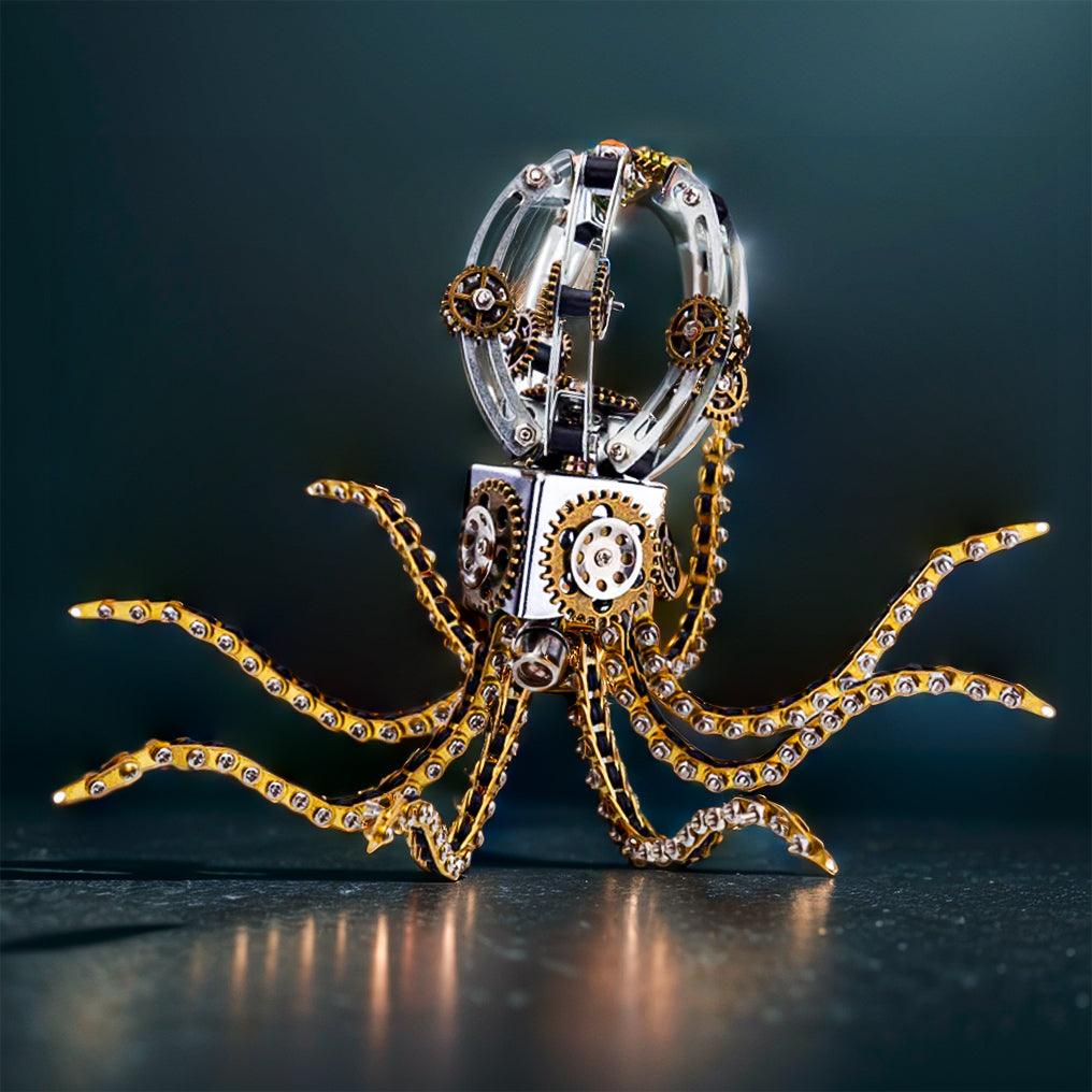 Puzzloria™ | DIY 3D Metal Steampunk Galaxy Craft Puzzle Mechanical Octopus with Desk Lamp Model-1060PCS - Puzzloria