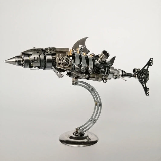 Puzzloria | DIY 3D Metal Mechanical Shark Puzzle Model Assembly Kit-209PCS