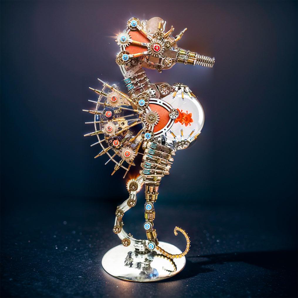 Puzzloria™ | DIY 3D Metal Steampunk Mechanical Seahorse Puzzle with Lamp Model-2100PCS - Puzzloria