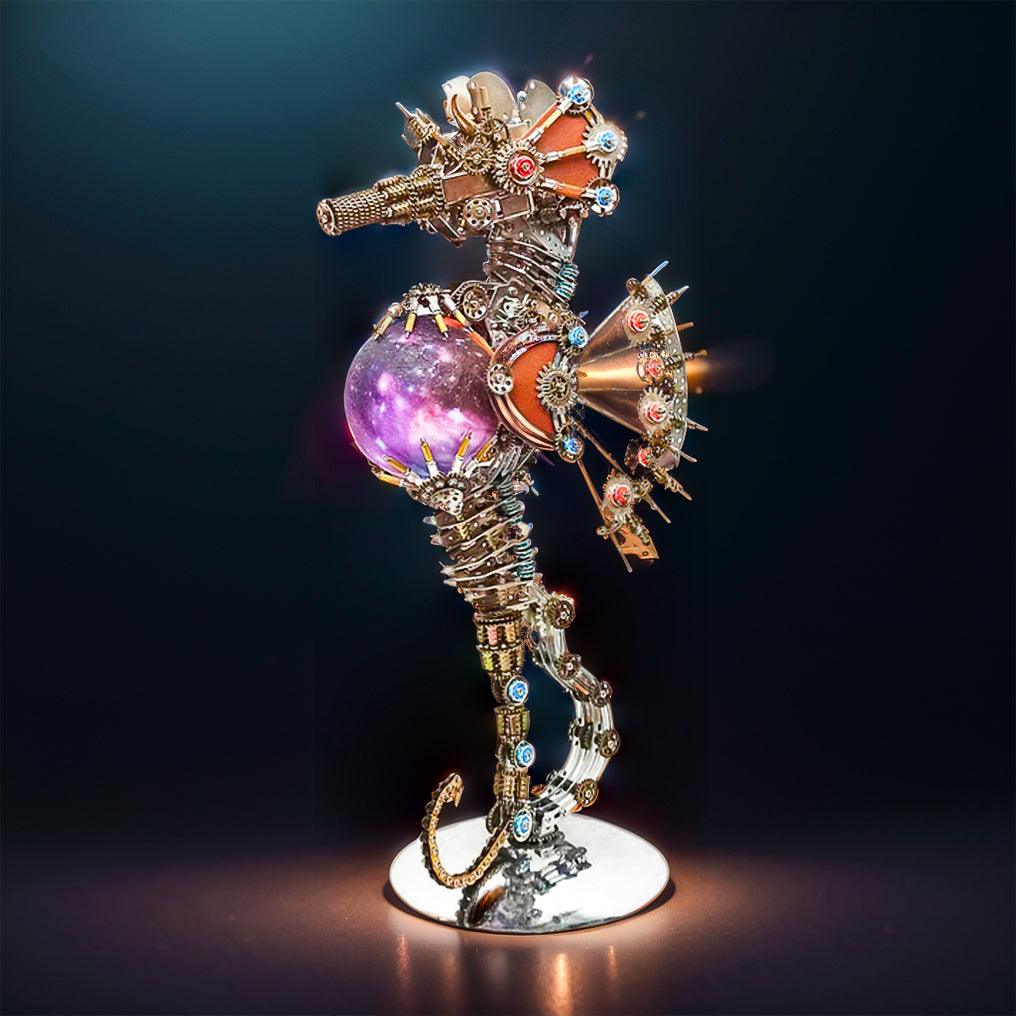 Puzzloria™ | DIY 3D Metal Steampunk Mechanical Seahorse Puzzle with Lamp Model-2100PCS - Puzzloria