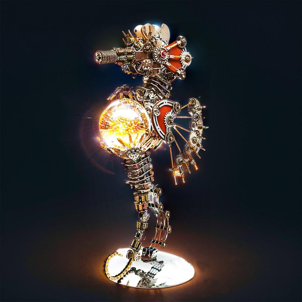 Puzzloria™ | DIY 3D Metal Steampunk Mechanical Seahorse Puzzle with Lamp Model-2100PCS - Puzzloria