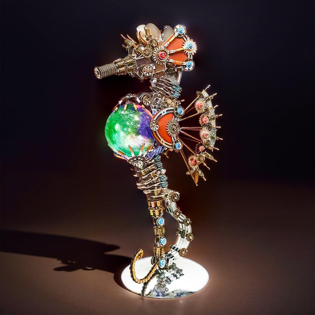 Puzzloria™ | DIY 3D Metal Steampunk Mechanical Seahorse Puzzle with Lamp Model-2100PCS - Puzzloria