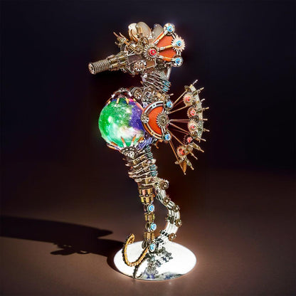Puzzloria™ | DIY 3D Metal Steampunk Mechanical Seahorse Puzzle with Lamp Model-2100PCS - Puzzloria