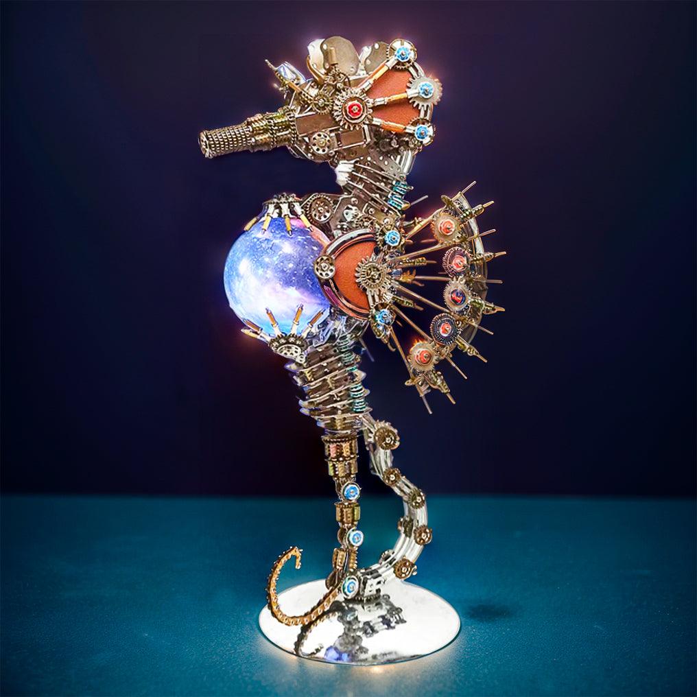 Puzzloria™ | DIY 3D Metal Steampunk Mechanical Seahorse Puzzle with Lamp Model-2100PCS - Puzzloria