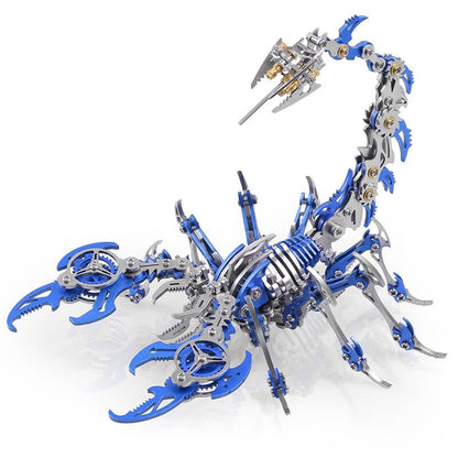 3D metal scorpion king puzzle blue variant mechanical stainless steel DIY adult model kit display – Blue