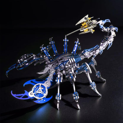 Blue 3D metal scorpion mechanical model dramatic dark backdrop adult collector display piece – Blue