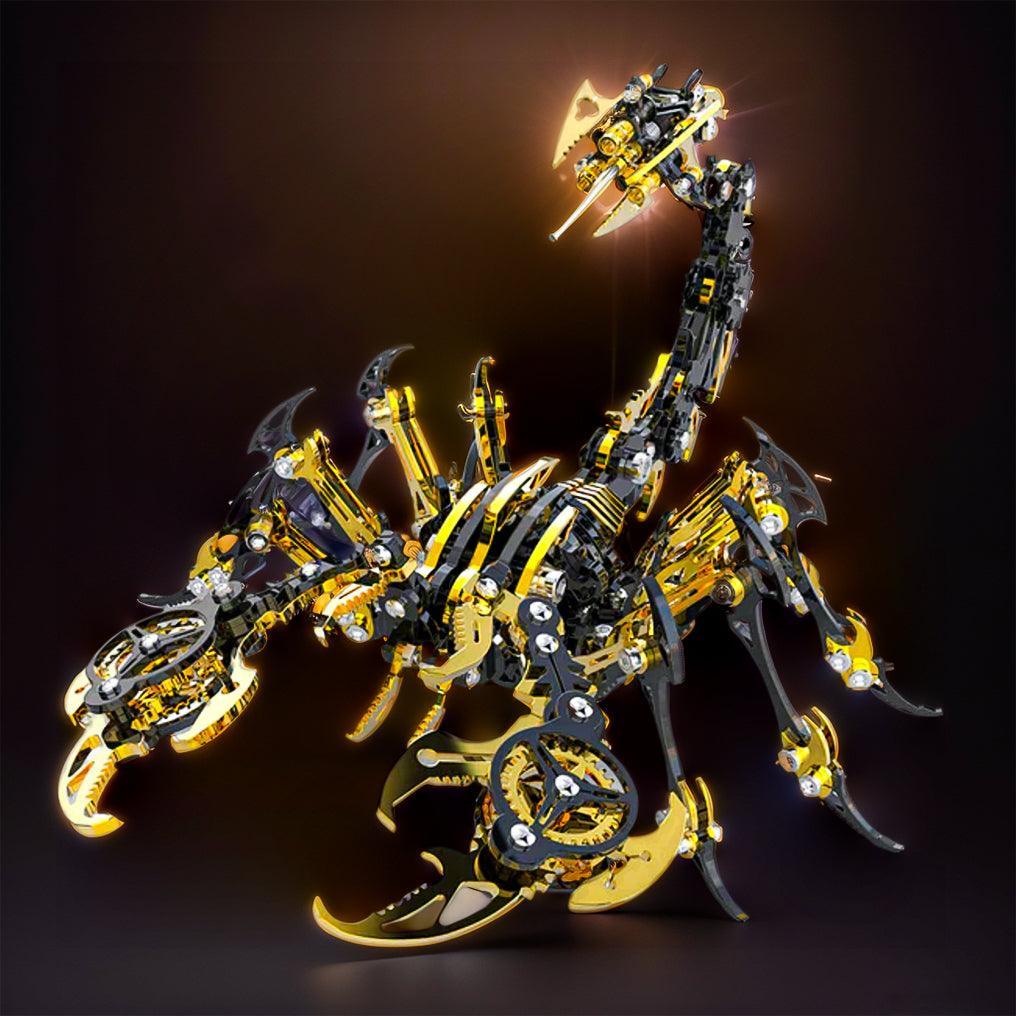 Golden black 3D metal scorpion mechanical model amber backdrop adult collector display piece – Golden Black