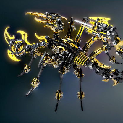 Golden black metal scorpion overhead view assembled 3D puzzle articulated body and tail design – Golden Black