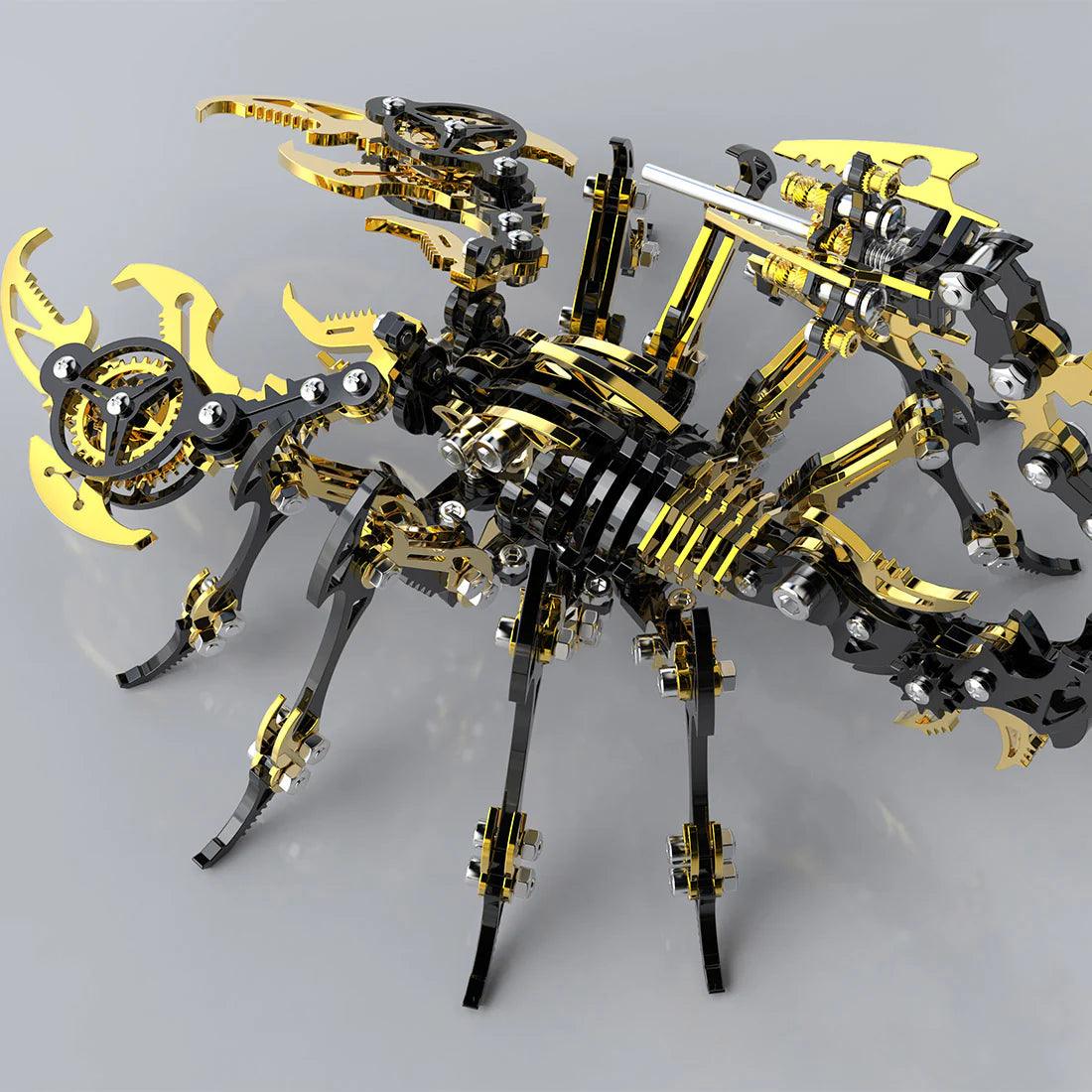 Golden black metal scorpion puzzle full body shot assembled mechanical 3D model display – Golden Black