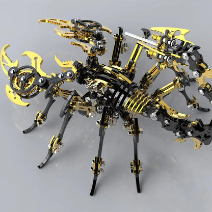 Golden black metal scorpion puzzle full body shot assembled mechanical 3D model display – Golden Black
