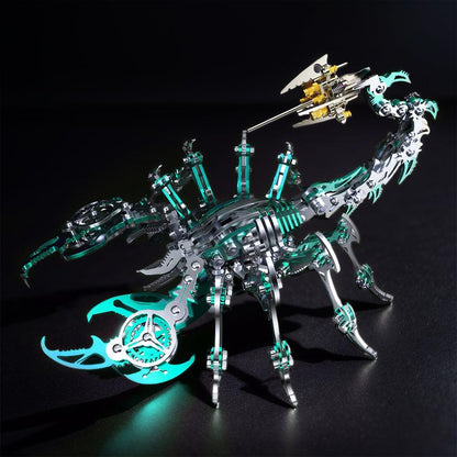 Green metal scorpion puzzle dramatic backlight assembled 3D mechanical model display piece adult – Green