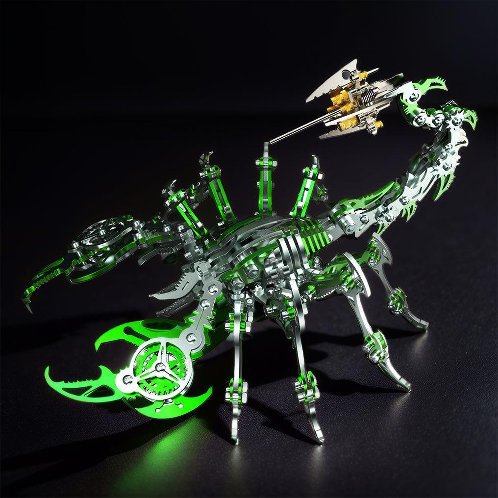 Green 3D metal scorpion mechanical model dramatic dark backdrop adult collector display piece – Green