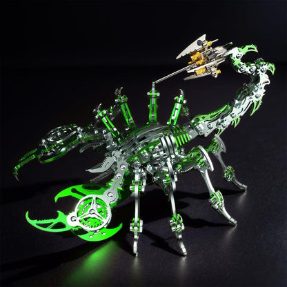 Green 3D metal scorpion mechanical model dramatic dark backdrop adult collector display piece – Green