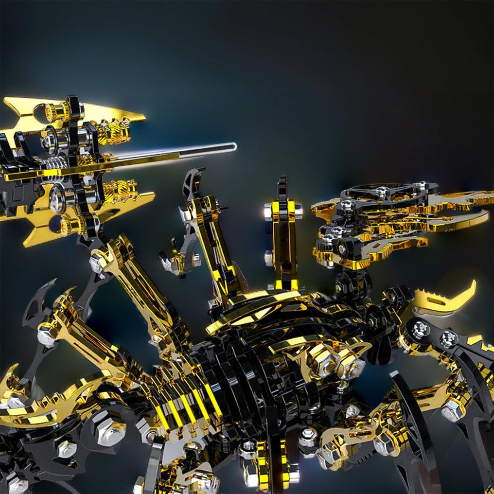 3D metal scorpion stinger and tail joint mechanism close-up detail showing articulated build – Red, Blue, Gold, Purple, Golden Black, Green, Silver