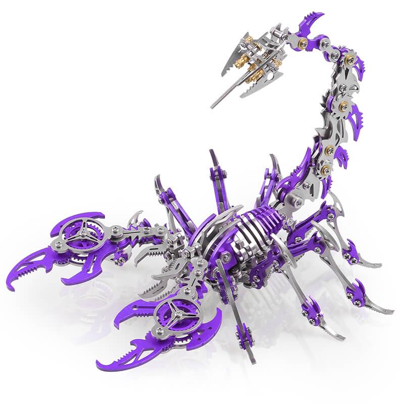 3D metal scorpion king puzzle purple variant mechanical stainless steel DIY adult model kit display – Purple