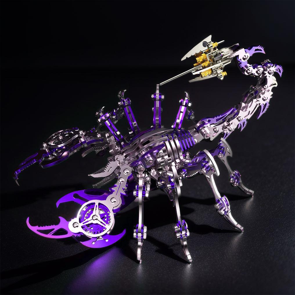 Purple 3D metal scorpion mechanical model dramatic dark backdrop adult collector display piece – Purple