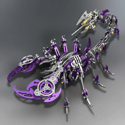 Purple metal scorpion puzzle assembled mechanical 3D model articulated tail with gear details – Purple