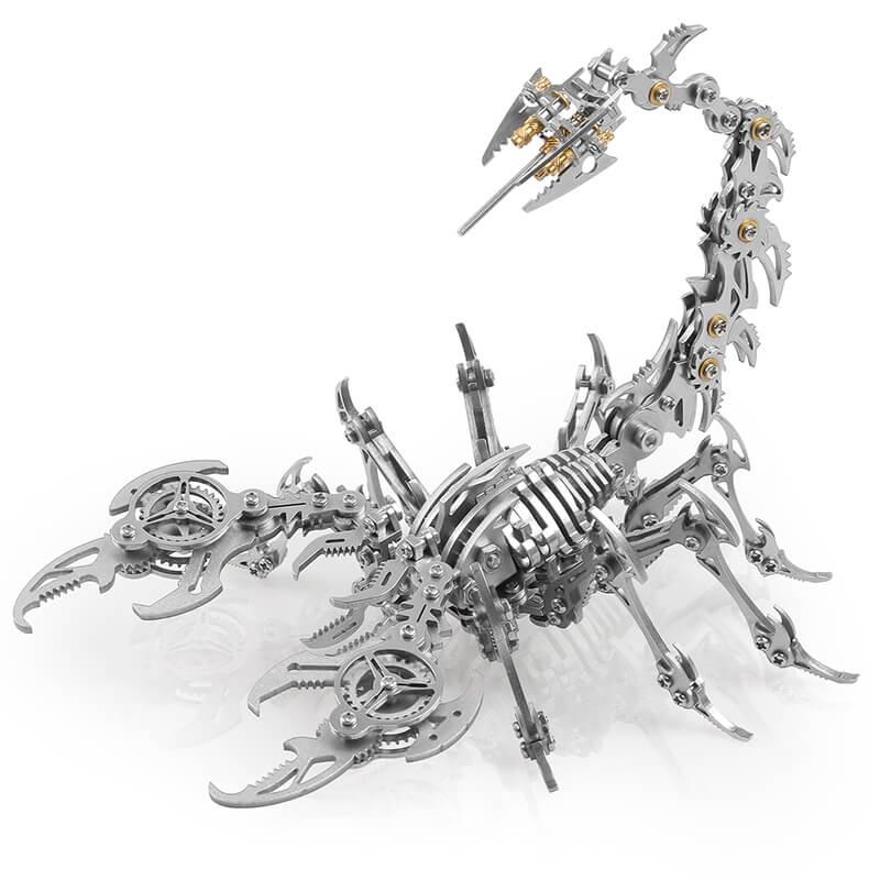 3D metal scorpion king puzzle silver variant mechanical stainless steel DIY adult model kit display – Silver