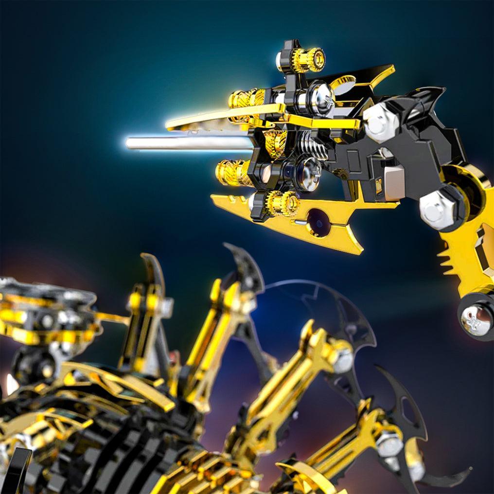 3D metal scorpion stinger close-up showing articulated tail joint and steampunk gear design – Red, Blue, Gold, Purple, Golden Black, Green, Silver
