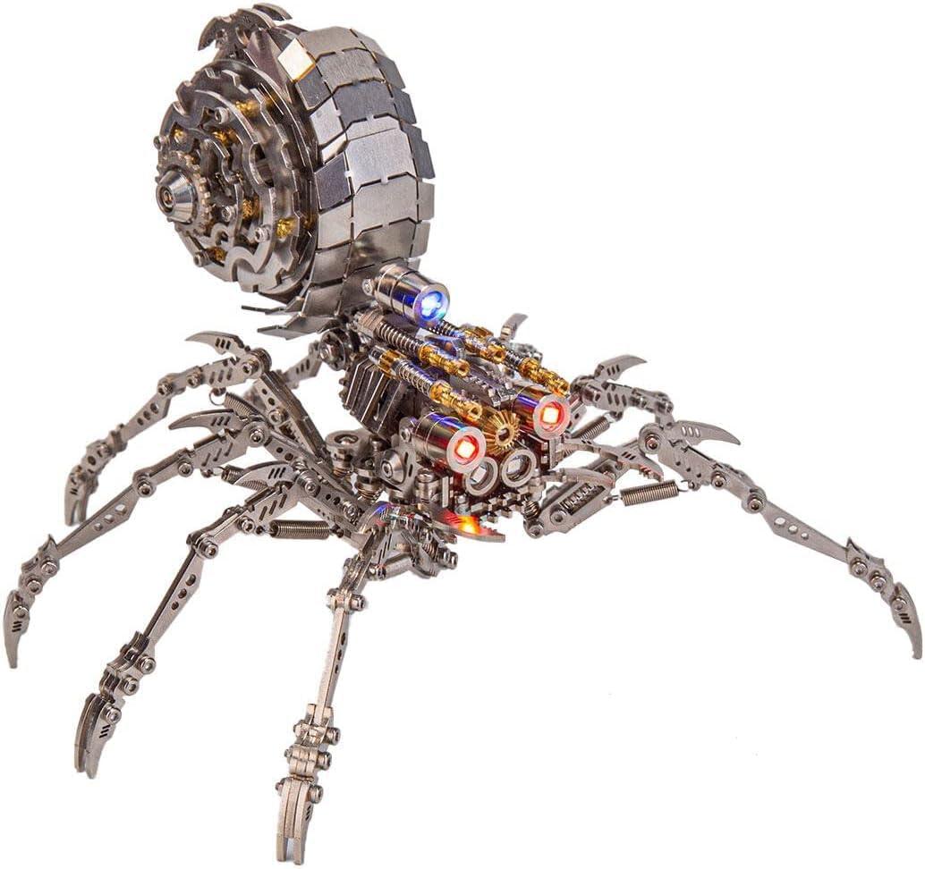3d metal spider puzzle model kit with 203 stainless steel pieces and led lights for adult builders