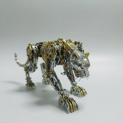 mechanical animal puzzle laser cut metal leopard figurine display piece for shelf and office desk decor