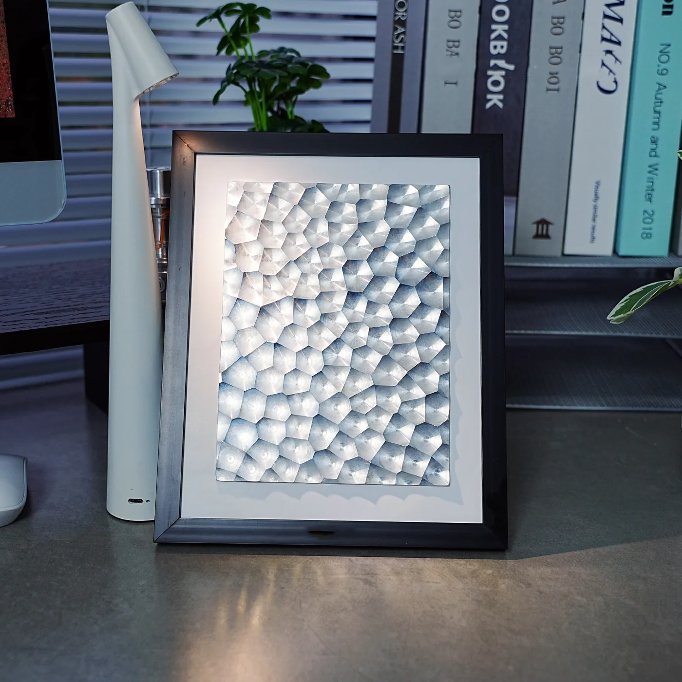modern metal wall sculpture 3d cnc aluminum geometric facets architectural home office accent piece gift
