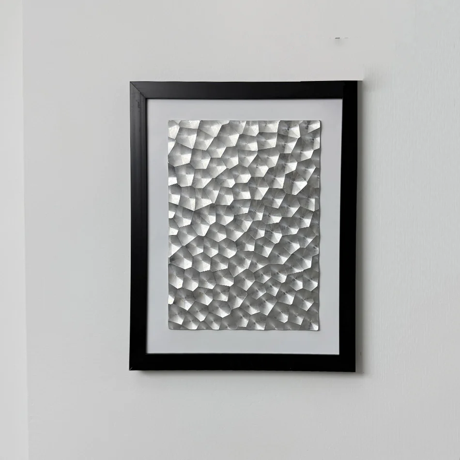 cnc metal wall art 3d geometric aluminum sculpture brushed silver modern home office decor focal piece decor gift