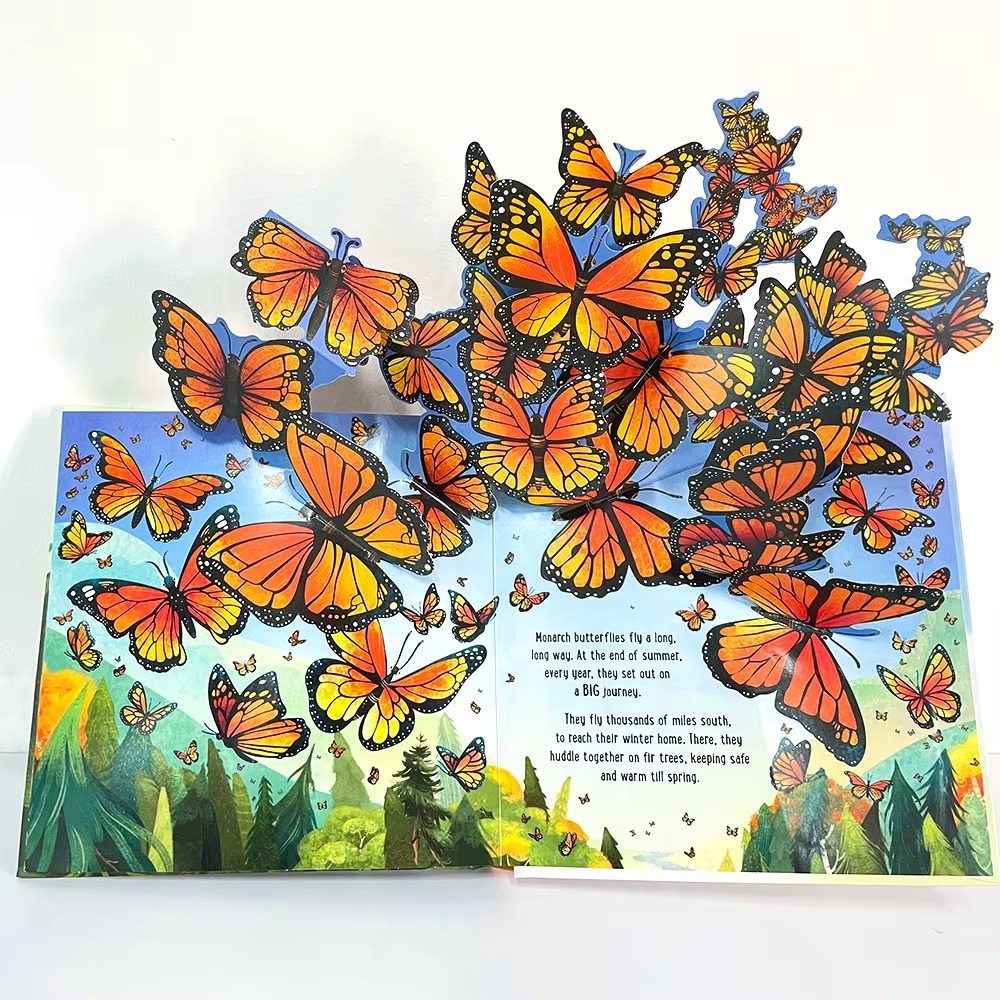 butterfly pop-up scene from kids hardcover storybook with paper-craft insect pop-ups for preschool ages 3 to 6 – Dinosaurs, Nature, Butterflies, Cinderella, Garden, Jungle, Sleeping Beauty, Seasons, Snow White, Three Little Pigs, Animals, Space, Christmas, London