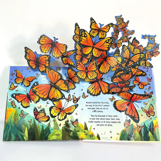 butterfly pop-up scene from kids hardcover storybook with paper-craft insect pop-ups for preschool ages 3 to 6 – Dinosaurs, Nature, Butterflies, Cinderella, Garden, Jungle, Sleeping Beauty, Seasons, Snow White, Three Little Pigs, Animals, Space, Christmas, London