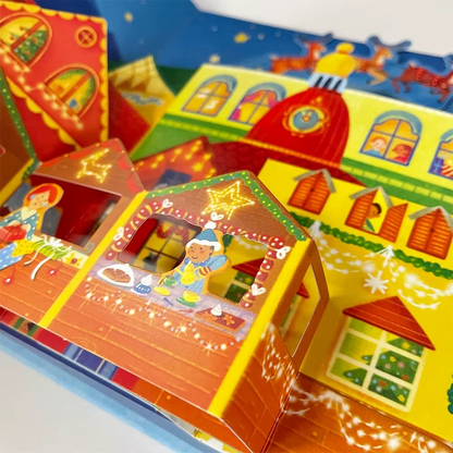 pop-up castle scene from kids hardcover fairy-tale storybook with paper-craft palace pop-ups for ages 3 to 6 – Dinosaurs, Nature, Butterflies, Cinderella, Garden, Jungle, Sleeping Beauty, Seasons, Snow White, Three Little Pigs, Animals, Space, Christmas, London