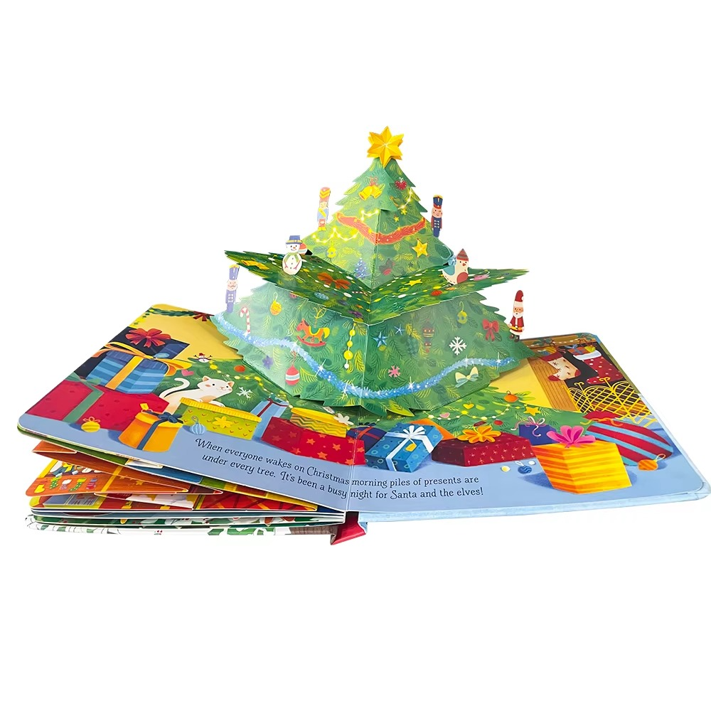 3D pop-up Christmas tree scene from kids hardcover storybook with paper-craft holiday pop-ups for preschool ages 3 to 6 – Dinosaurs, Nature, Butterflies, Cinderella, Garden, Jungle, Sleeping Beauty, Seasons, Snow White, Three Little Pigs, Animals, Space, Christmas, London