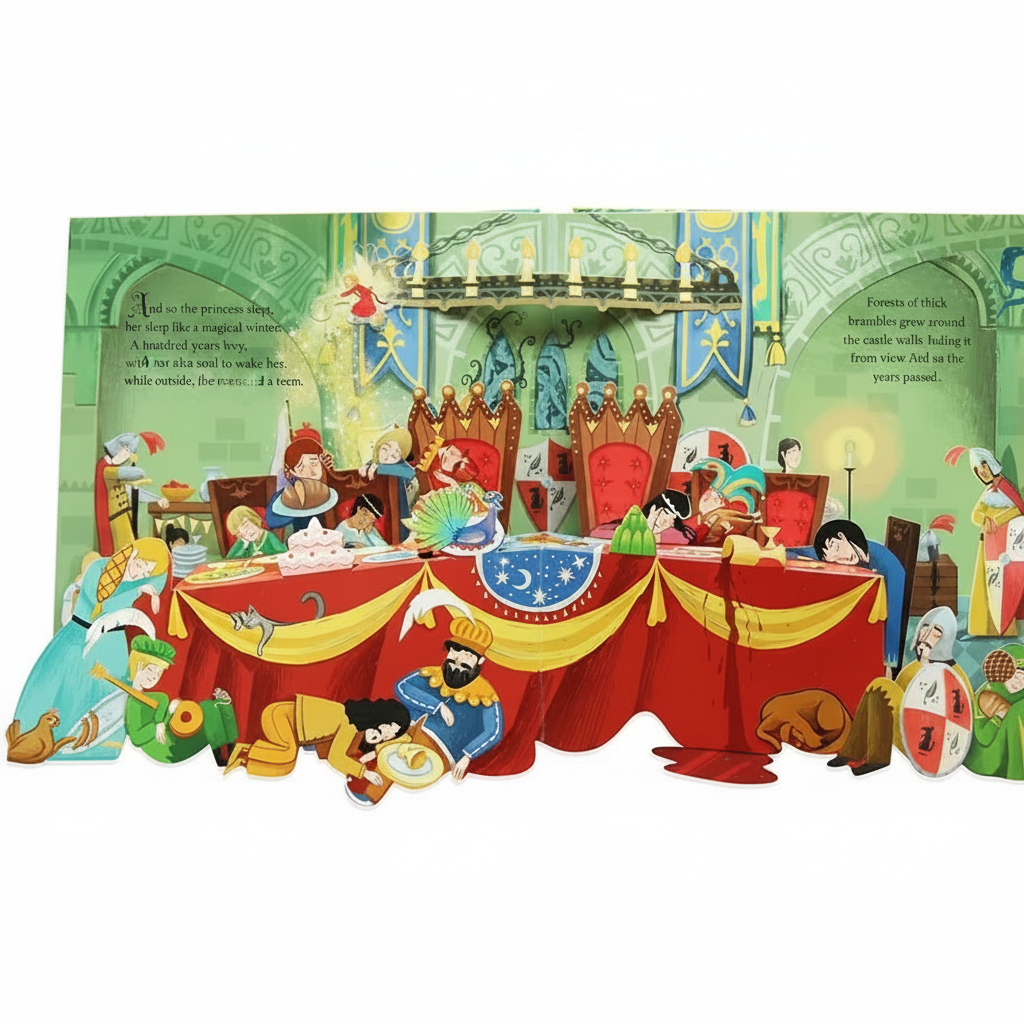 pop-up royal feast scene from kids hardcover fairy-tale storybook with paper-craft banquet pop-ups for ages 3 to 6 – Sleeping Beauty