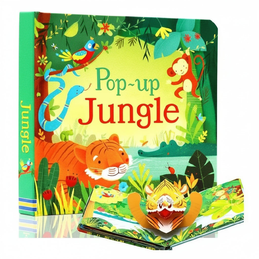 3D pop-up jungle book for kids ages 3 to 6 with hardcover tiger and bird pop-up scenes for preschool bedtime reading gift – Jungle