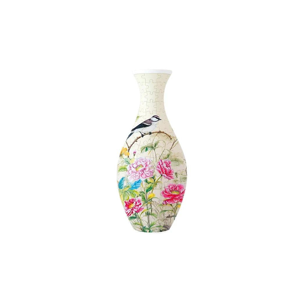 bird 3d puzzle flower vase perched bird peony pattern DIY vase kit decorative home decor gift for nature lovers — White, Blue, Crane, Pinecone, Peony, Deep Blue, Yellow Flower, Sunflower, Boat, Orchid, Starry Night, Plum Blossom, Panda, Bird, Blue Flower