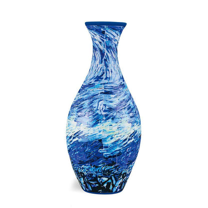 blue 3d puzzle vase water wave pattern 160 piece DIY flower vase kit decorative home decor gift for craft lovers — White, Blue, Crane, Pinecone, Peony, Deep Blue, Yellow Flower, Sunflower, Boat, Orchid, Starry Night, Plum Blossom, Panda, Bird, Blue Flower