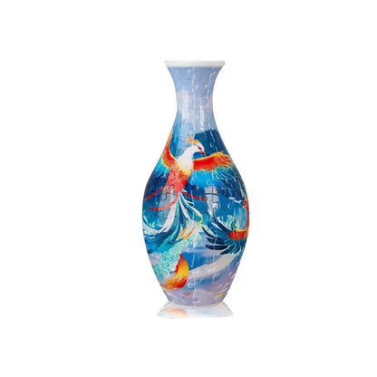 blue flower 3d puzzle vase phoenix floral pattern 160 piece DIY flower vase kit decorative home decor gift for her — White, Blue, Crane, Pinecone, Peony, Deep Blue, Yellow Flower, Sunflower, Boat, Orchid, Starry Night, Plum Blossom, Panda, Bird, Blue Flower
