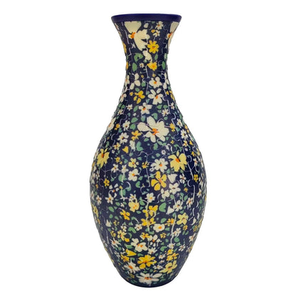 deep blue 3d puzzle vase wildflower pattern 160 piece DIY flower vase kit decorative home decor for craft lovers — White, Blue, Crane, Pinecone, Peony, Deep Blue, Yellow Flower, Sunflower, Boat, Orchid, Starry Night, Plum Blossom, Panda, Bird, Blue Flower