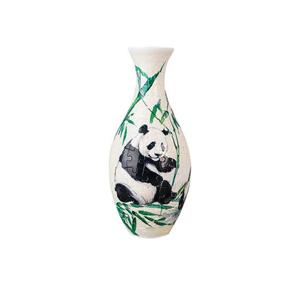 panda 3d puzzle flower vase bamboo pattern 160 piece DIY vase kit decorative home decor gift for kids and adults — White, Blue, Crane, Pinecone, Peony, Deep Blue, Yellow Flower, Sunflower, Boat, Orchid, Starry Night, Plum Blossom, Panda, Bird, Blue Flower